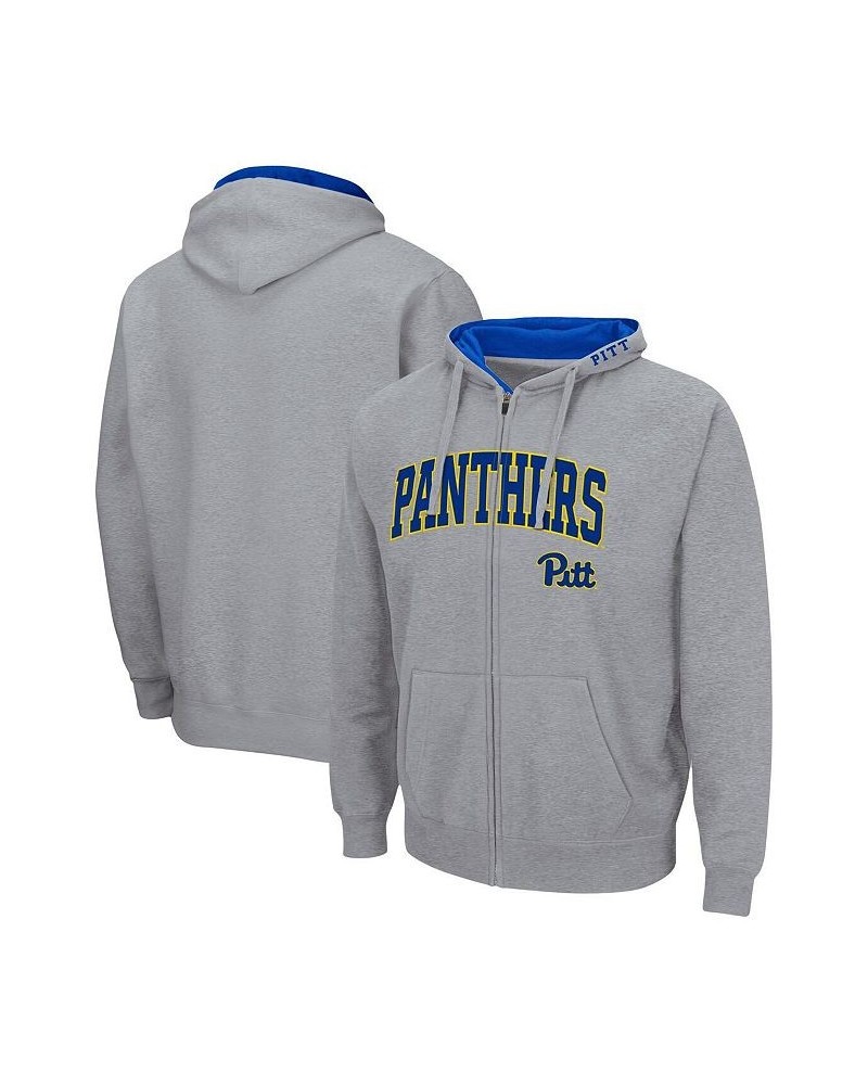 Men's Heathered Gray Pitt Panthers Arch and Logo 3.0 Full-Zip Hoodie $25.20 Sweatshirt