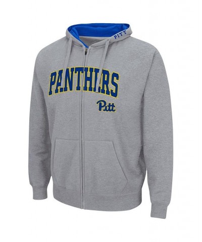 Men's Heathered Gray Pitt Panthers Arch and Logo 3.0 Full-Zip Hoodie $25.20 Sweatshirt