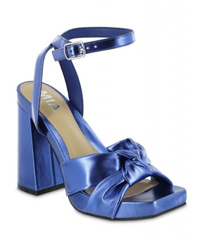 Women's Esma Square Toe Sandal Blue $48.59 Shoes