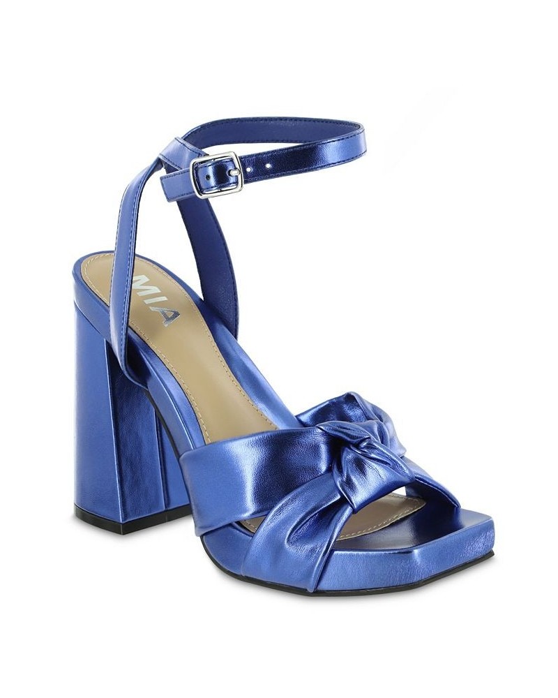 Women's Esma Square Toe Sandal Blue $48.59 Shoes