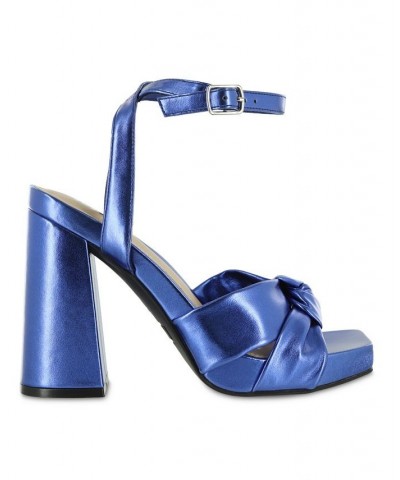 Women's Esma Square Toe Sandal Blue $48.59 Shoes