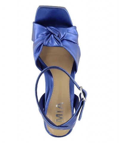 Women's Esma Square Toe Sandal Blue $48.59 Shoes