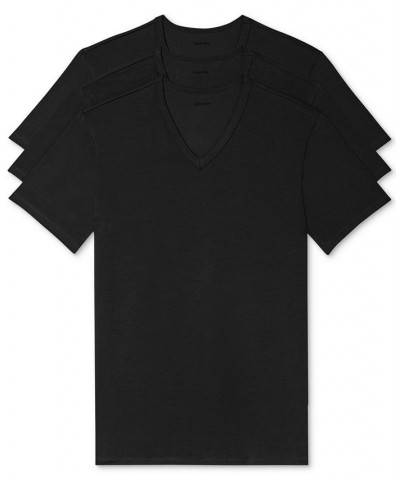 Men's 3-Pack Cotton Stretch V-Neck T-Shirts Black $17.33 Undershirt