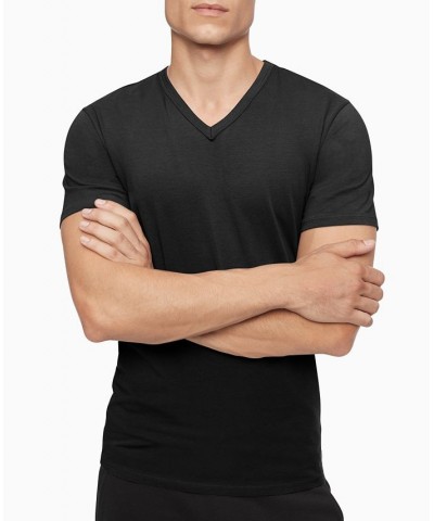 Men's 3-Pack Cotton Stretch V-Neck T-Shirts Black $17.33 Undershirt