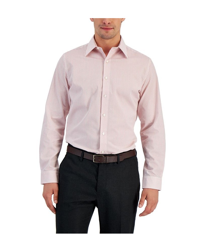 Men's Slim Fit Striped Dress Shirt Red $10.58 Dress Shirts