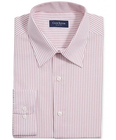 Men's Slim Fit Striped Dress Shirt Red $10.58 Dress Shirts