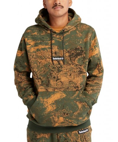 Men's Allover Printed Kangaroo Pocket Pullover Hoodie Green $51.84 Sweatshirt