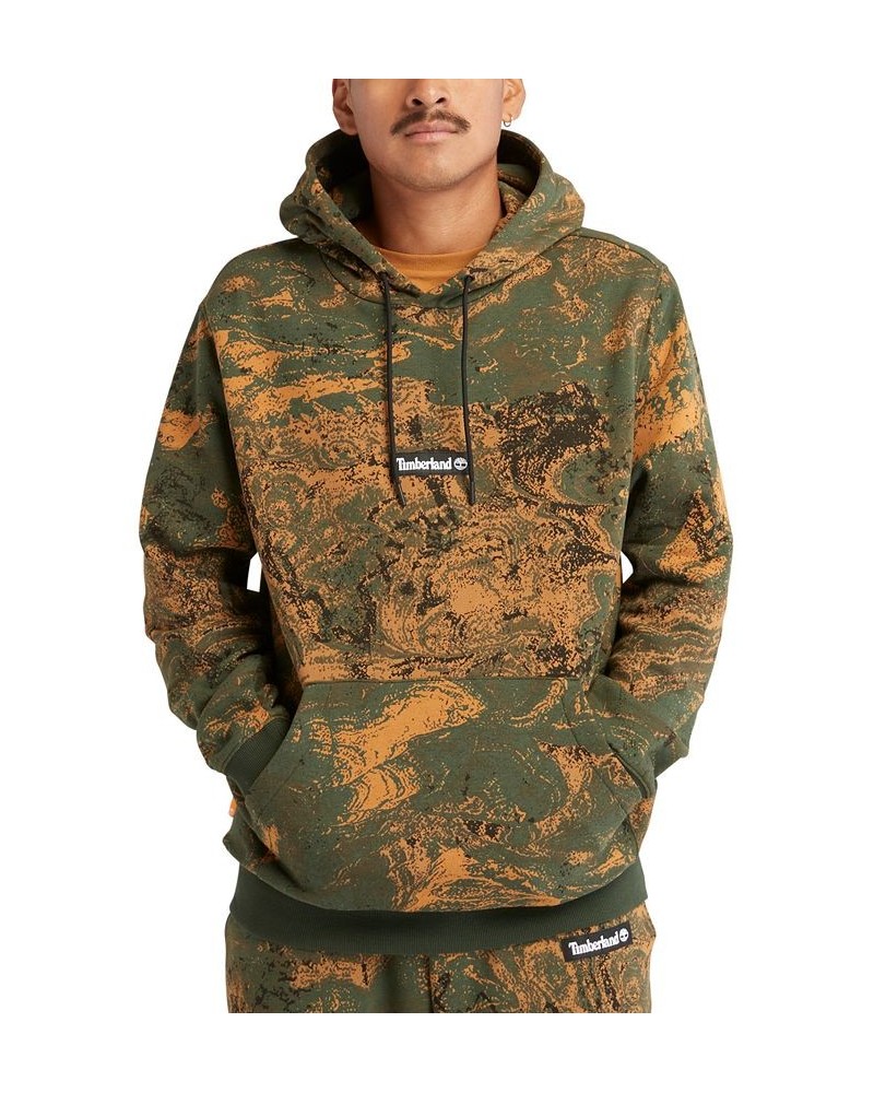 Men's Allover Printed Kangaroo Pocket Pullover Hoodie Green $51.84 Sweatshirt