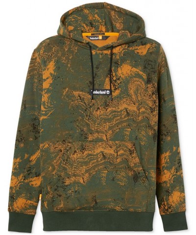 Men's Allover Printed Kangaroo Pocket Pullover Hoodie Green $51.84 Sweatshirt