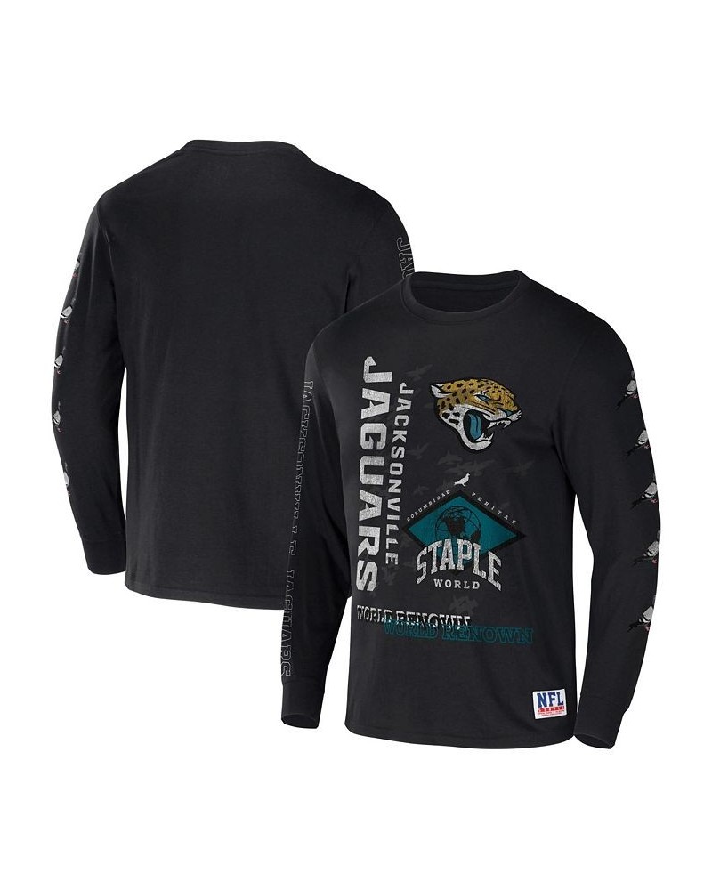 Men's NFL X Staple Black Jacksonville Jaguars World Renowned Long Sleeve T-shirt $17.63 T-Shirts