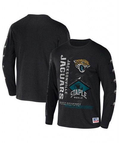 Men's NFL X Staple Black Jacksonville Jaguars World Renowned Long Sleeve T-shirt $17.63 T-Shirts