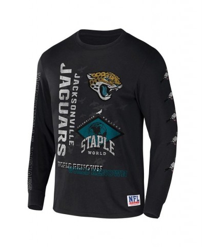 Men's NFL X Staple Black Jacksonville Jaguars World Renowned Long Sleeve T-shirt $17.63 T-Shirts