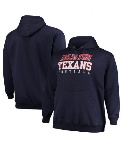 Men's Branded Navy Houston Texans Big and Tall Stacked Pullover Hoodie $33.47 Sweatshirt