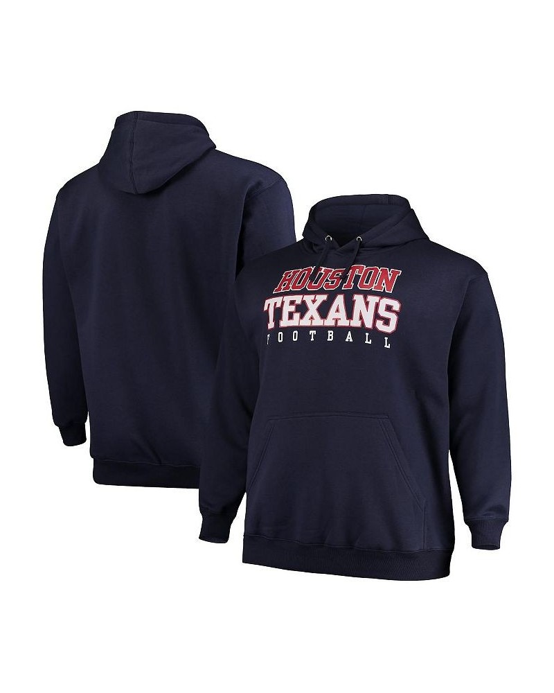 Men's Branded Navy Houston Texans Big and Tall Stacked Pullover Hoodie $33.47 Sweatshirt