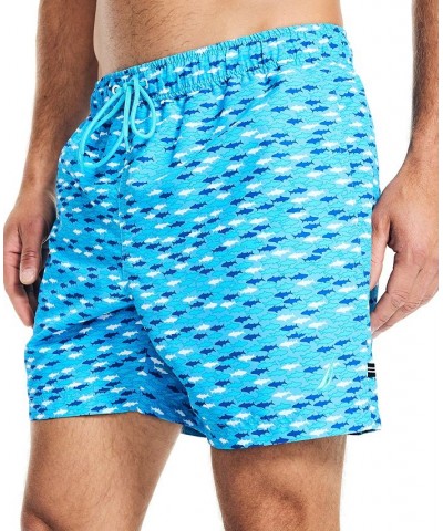 Men's Drawstring Fish Print 6" Swim Trunks Navy $21.68 Swimsuits