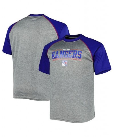 Men's Heather Gray New York Rangers Big and Tall Logo Raglan T-shirt $25.80 T-Shirts