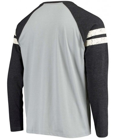 Men's Silver and Black Las Vegas Raiders Throwback League Raglan Long Sleeve Tri-Blend T-shirt $26.00 T-Shirts