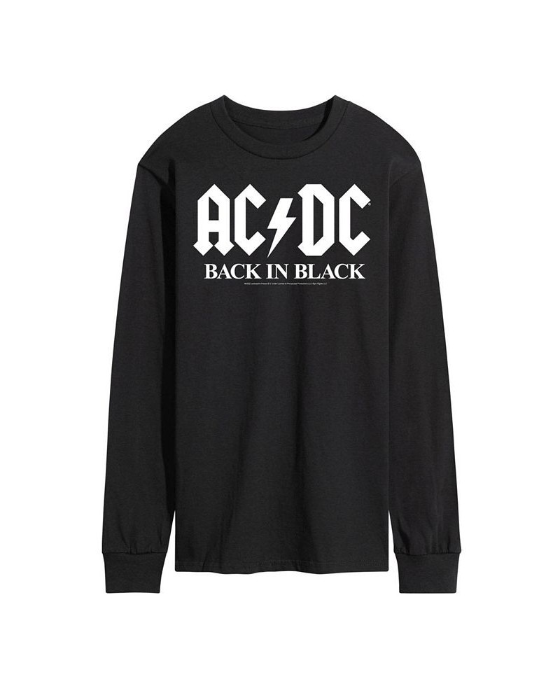 Men's ACDC Back in Black Long Sleeve T-shirt Black $18.48 T-Shirts