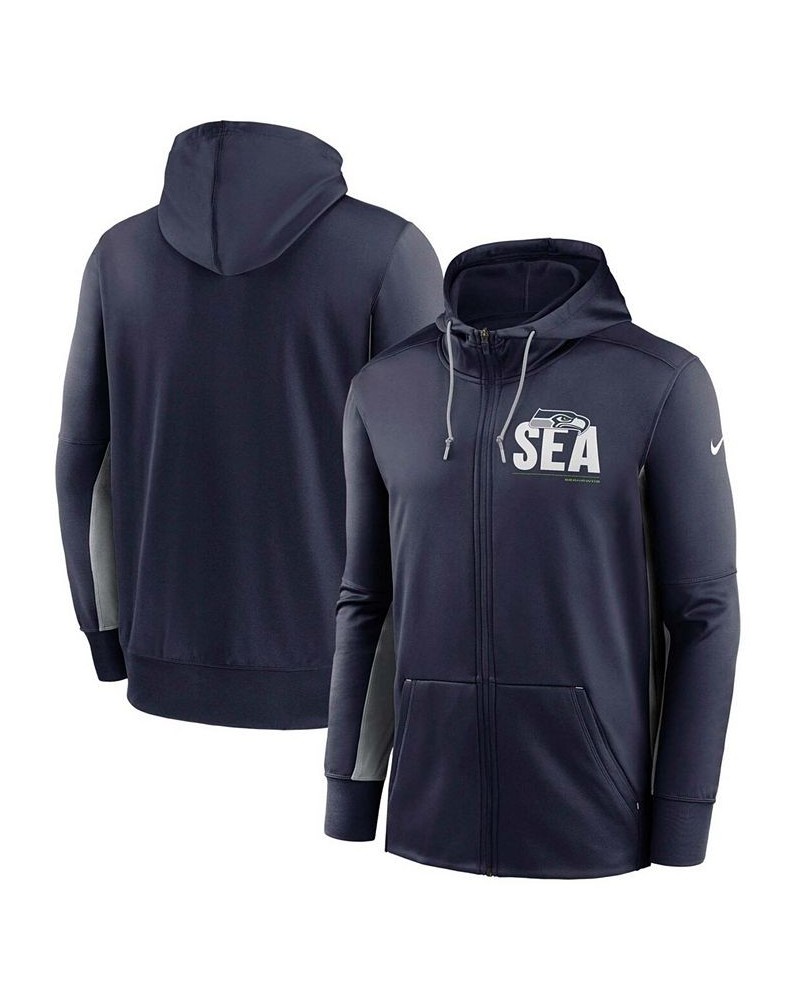 Men's College Navy, Gray Seattle Seahawks Mascot Performance Full-Zip Hoodie $28.00 Sweatshirt