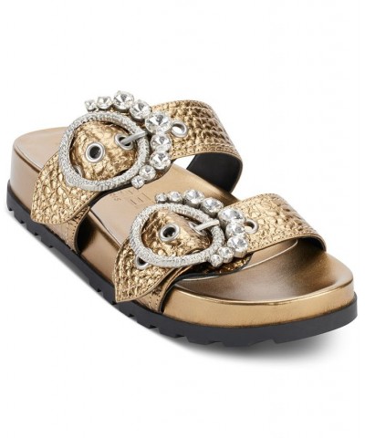 Women's Barlow Embellished Slip-On Slide Sandals Gold $53.64 Shoes