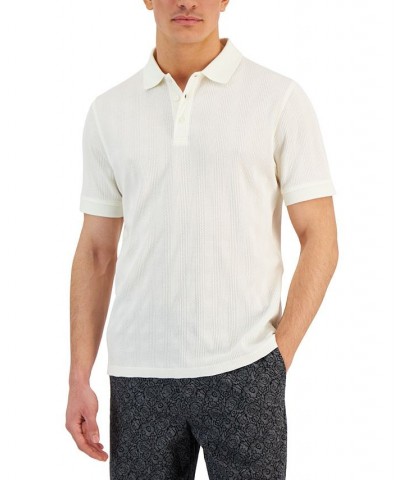 Men's Stretch Textured Stripe Jacquard Polo Shirt Vanilla Ice $12.00 Polo Shirts