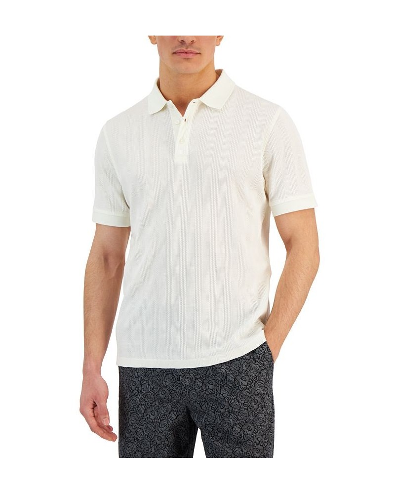 Men's Stretch Textured Stripe Jacquard Polo Shirt Vanilla Ice $12.00 Polo Shirts