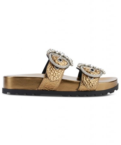 Women's Barlow Embellished Slip-On Slide Sandals Gold $53.64 Shoes