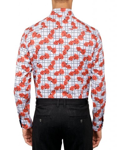 Men's Slim-Fit Floral Performance Dress Shirt Red $29.85 Dress Shirts