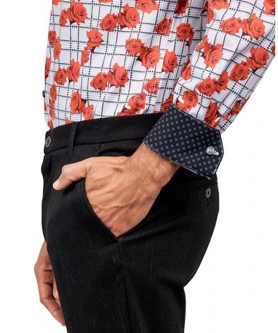 Men's Slim-Fit Floral Performance Dress Shirt Red $29.85 Dress Shirts