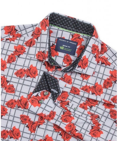 Men's Slim-Fit Floral Performance Dress Shirt Red $29.85 Dress Shirts