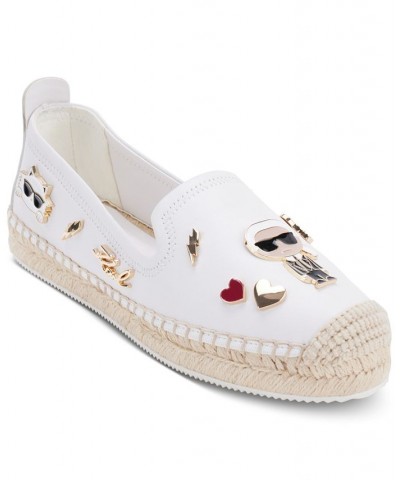 Women's Michaela Embellished Slip-On Espadrille Flats White $73.01 Shoes