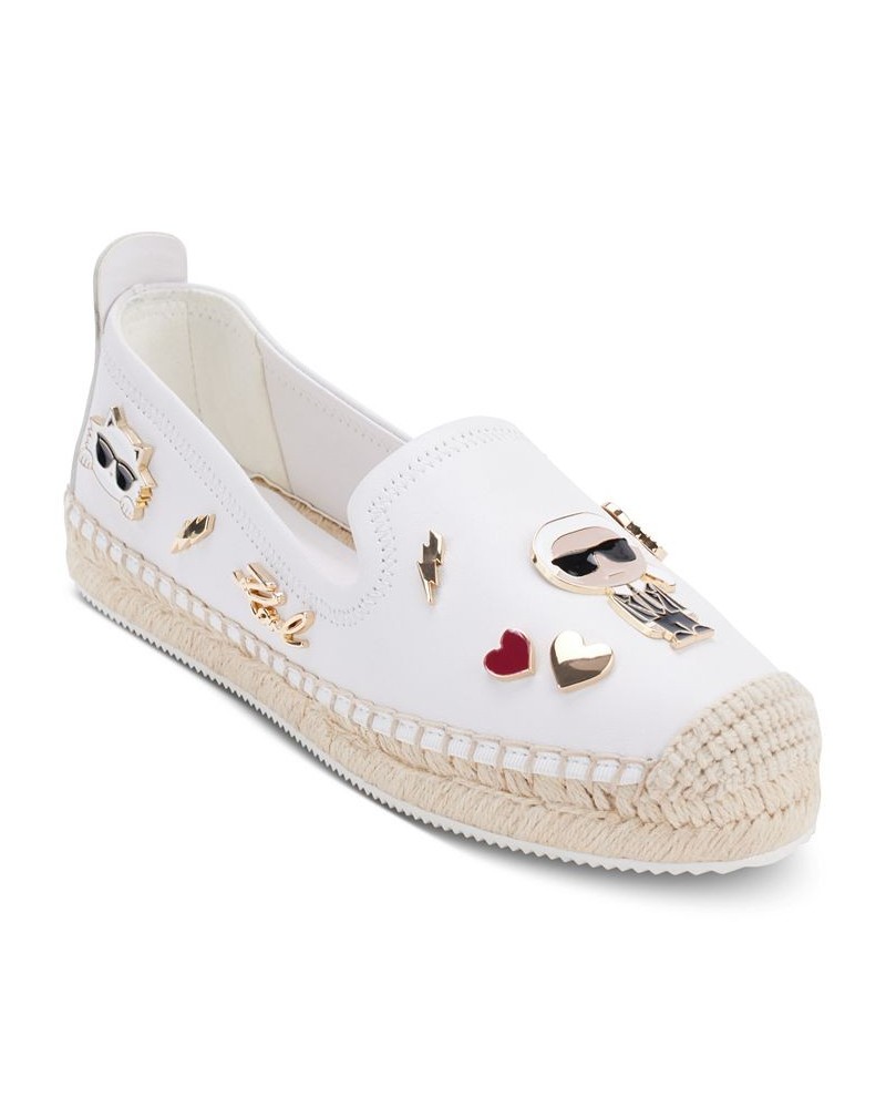 Women's Michaela Embellished Slip-On Espadrille Flats White $73.01 Shoes