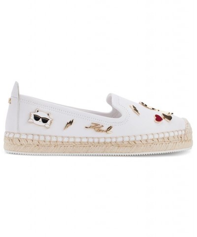 Women's Michaela Embellished Slip-On Espadrille Flats White $73.01 Shoes