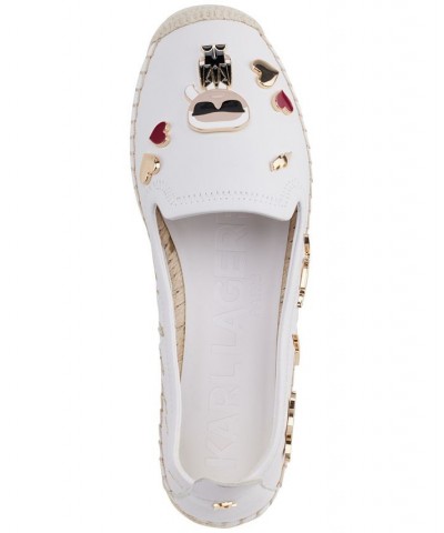 Women's Michaela Embellished Slip-On Espadrille Flats White $73.01 Shoes