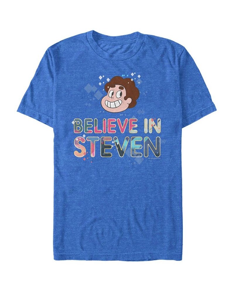 Men's Steven Universe Believe in Gems Short Sleeve T- shirt Blue $20.99 T-Shirts