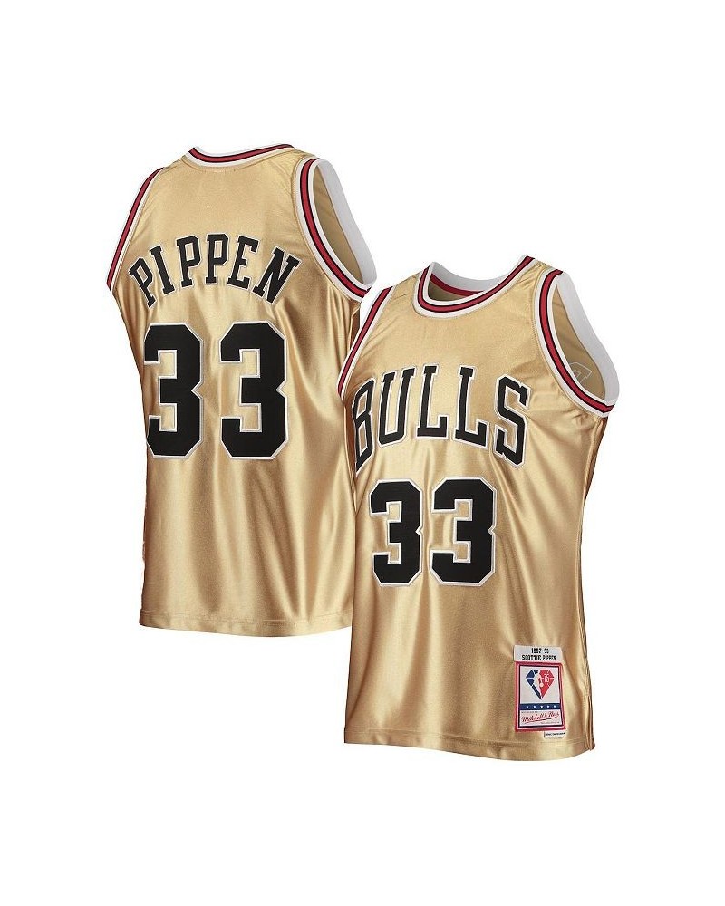 Men's Scottie Pippen Gold Chicago Bulls 75th Anniversary 1997-98 Hardwood Classics Swingman Jersey $56.40 Jersey