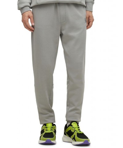 BOSS Men's Cotton-terry Tracksuit Bottoms with Logo Patch Gray $39.68 Pants