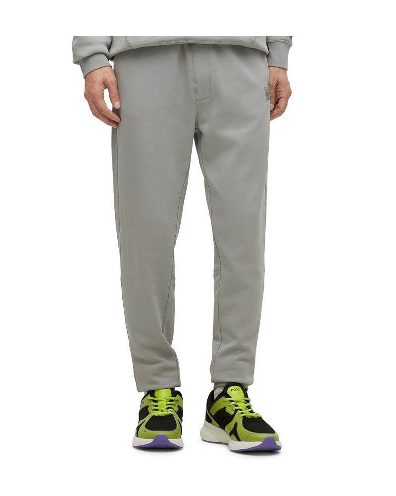 BOSS Men's Cotton-terry Tracksuit Bottoms with Logo Patch Gray $39.68 Pants