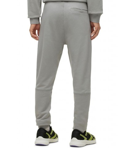 BOSS Men's Cotton-terry Tracksuit Bottoms with Logo Patch Gray $39.68 Pants