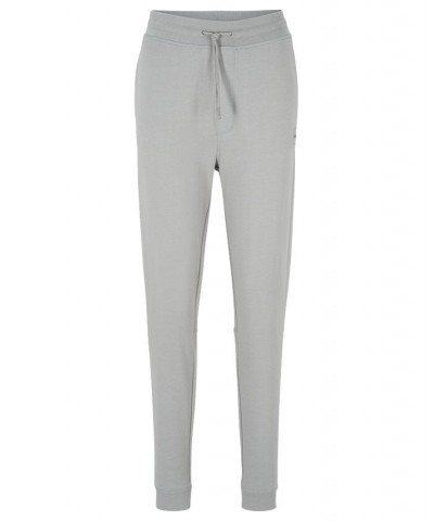 BOSS Men's Cotton-terry Tracksuit Bottoms with Logo Patch Gray $39.68 Pants