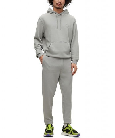 BOSS Men's Cotton-terry Tracksuit Bottoms with Logo Patch Gray $39.68 Pants