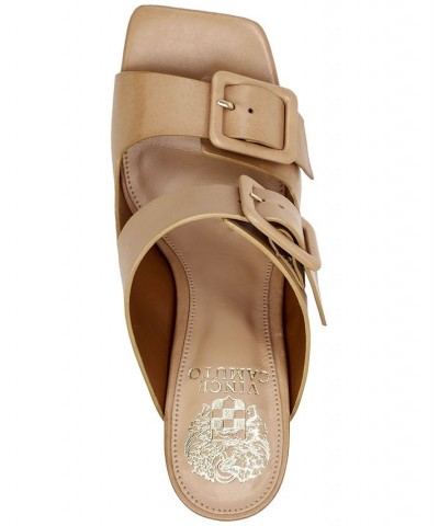 Babenet Buckled Strappy Mule Sandals Tan/Beige $45.60 Shoes