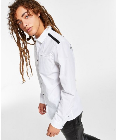 I.N.C. International Concepts Men's Regular-Fit Shirt with Faux-Leather Trim White $16.53 Shirts