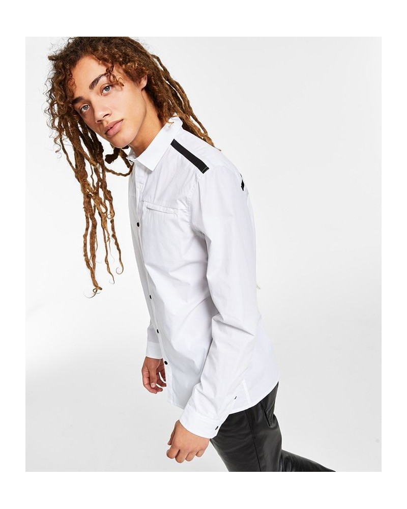 I.N.C. International Concepts Men's Regular-Fit Shirt with Faux-Leather Trim White $16.53 Shirts