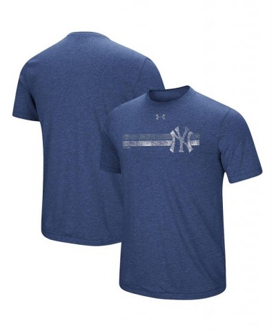 Men's Heather Navy New York Yankees Stripe Logo Tri-Blend T-shirt $27.03 T-Shirts