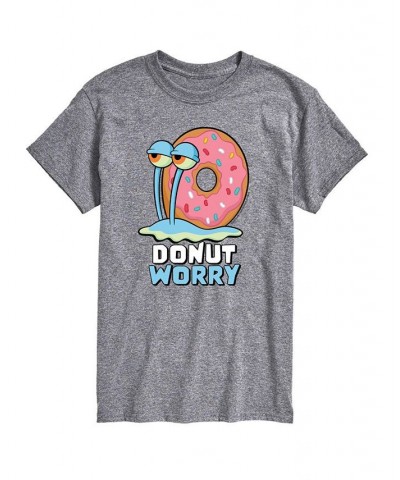 Men's SpongeBob Donut Worry Short Sleeve T-shirt Gray $20.29 T-Shirts