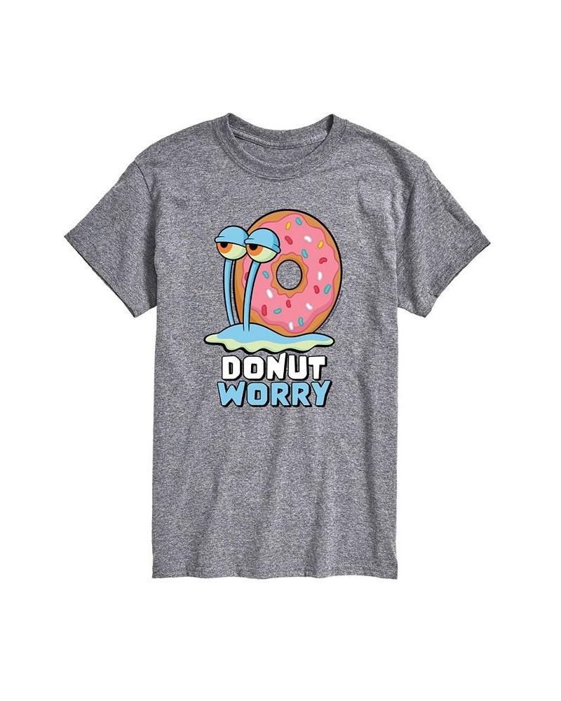 Men's SpongeBob Donut Worry Short Sleeve T-shirt Gray $20.29 T-Shirts