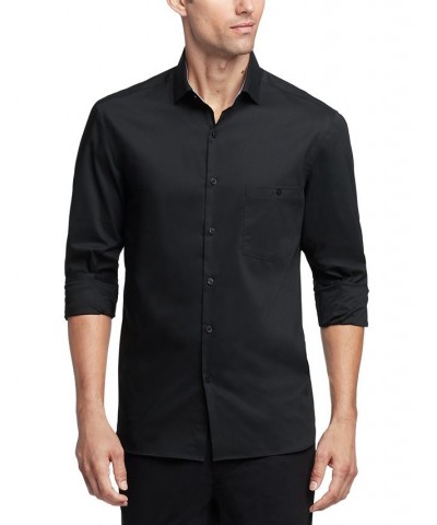 Men's Slim-Fit Never-Tuck Dress Shirt Black $21.17 Dress Shirts