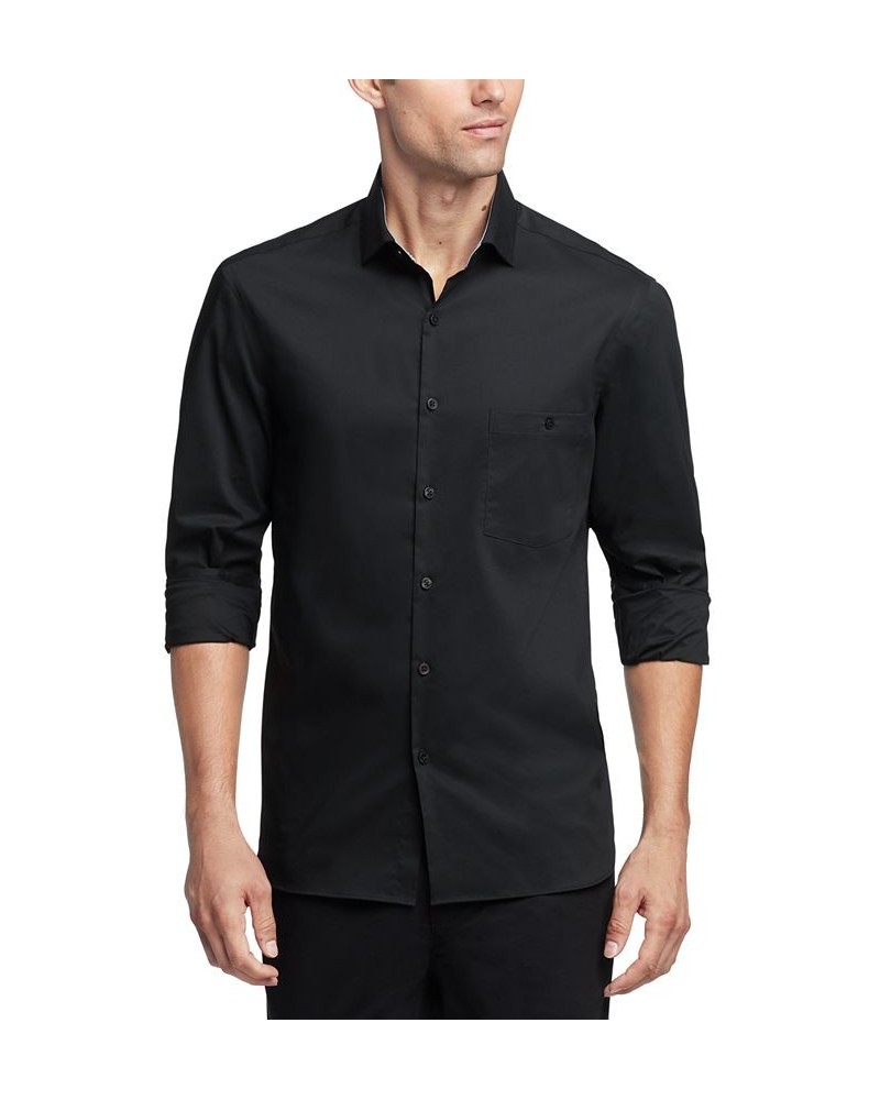 Men's Slim-Fit Never-Tuck Dress Shirt Black $21.17 Dress Shirts