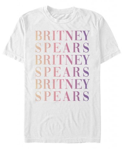 Britney Spears Men's Gradient Name Stack Short Sleeve T-Shirt White $19.24 T-Shirts